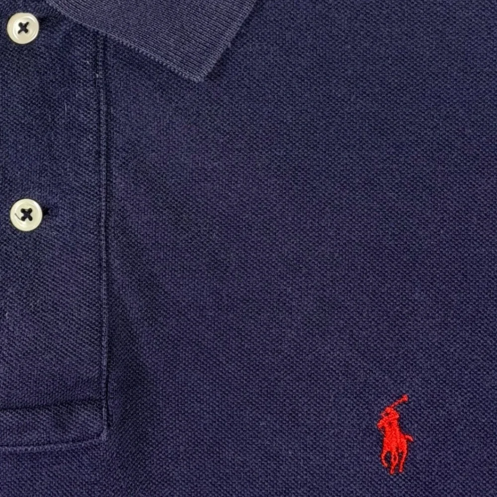 Vintage Polo Ralph Lauren Polo Shirt Men XL Navy Blue‎ Long Sleeve Cotton Pique